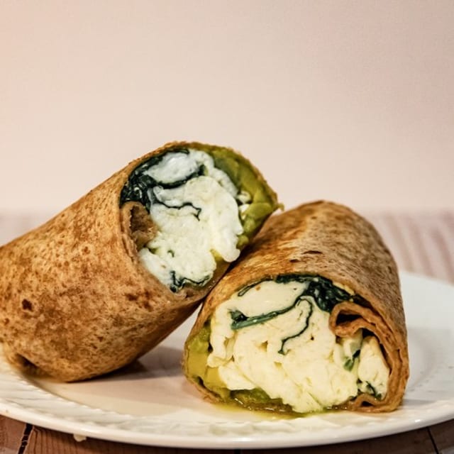 Egg White, Spinach, Avocado Wrap.